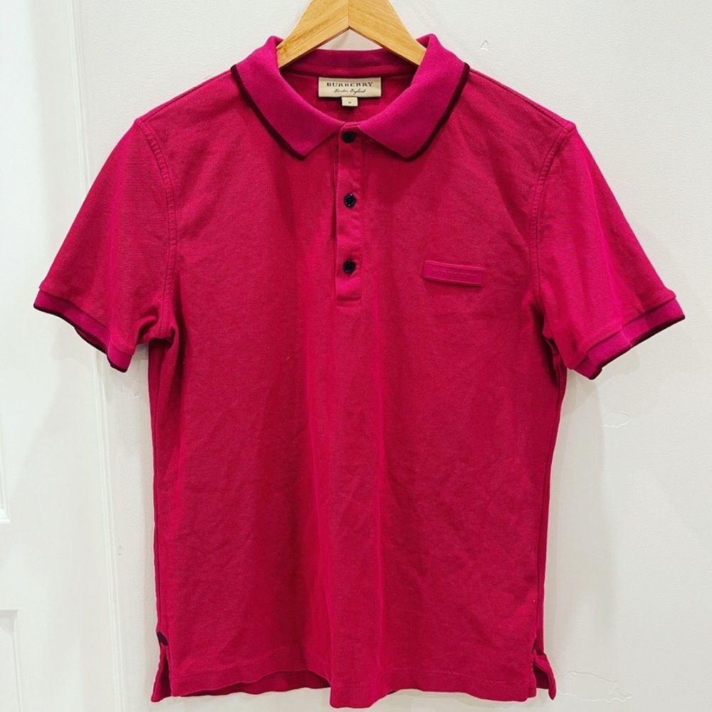 Mens Raspberry Burberry polo M
